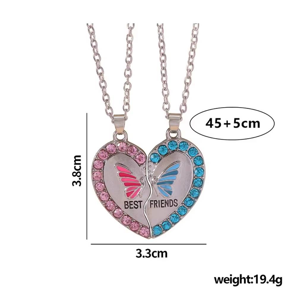 Heart-Shaped Necklace Set 2pcs Alloy for Women (5)