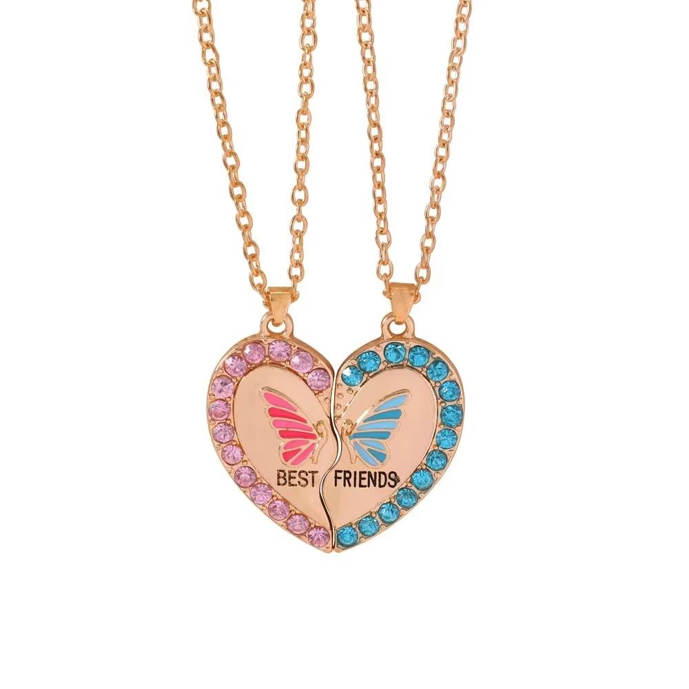 Heart-Shaped Necklace Set 2pcs Alloy for Women (7)