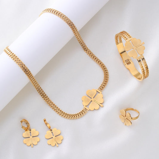 Jewelry Set European and American Style Double-layer Clover Collarbone (5)