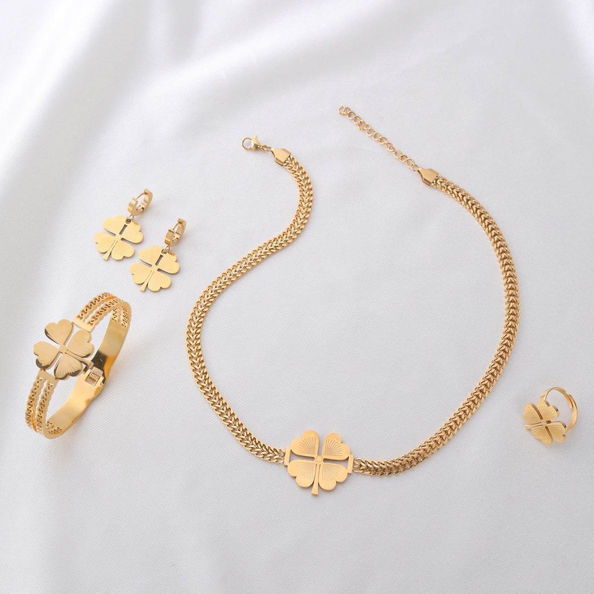 Jewelry Set European and American Style Double-layer Clover Collarbone (6)