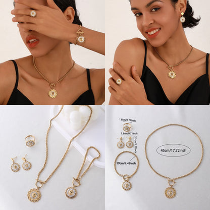 Luxury 18K Gold Plated Titanium Steel Jewelry Set for Women - 4 Pieces (10)