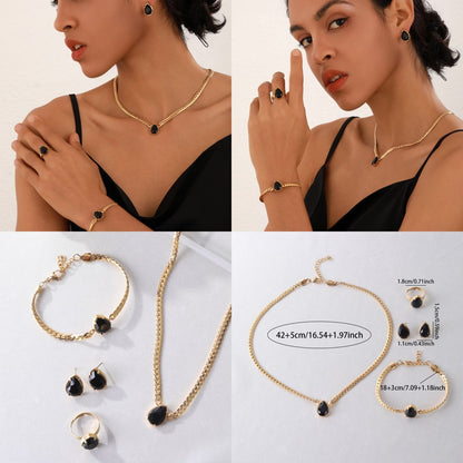 Luxury 18K Gold Plated Titanium Steel Jewelry Set for Women - 4 Pieces (12)