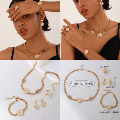 Luxury 18K Gold Plated Titanium Steel Jewelry Set for Women - 4 Pieces (14)