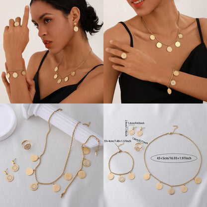 Luxury 18K Gold Plated Titanium Steel Jewelry Set for Women - 4 Pieces (5)