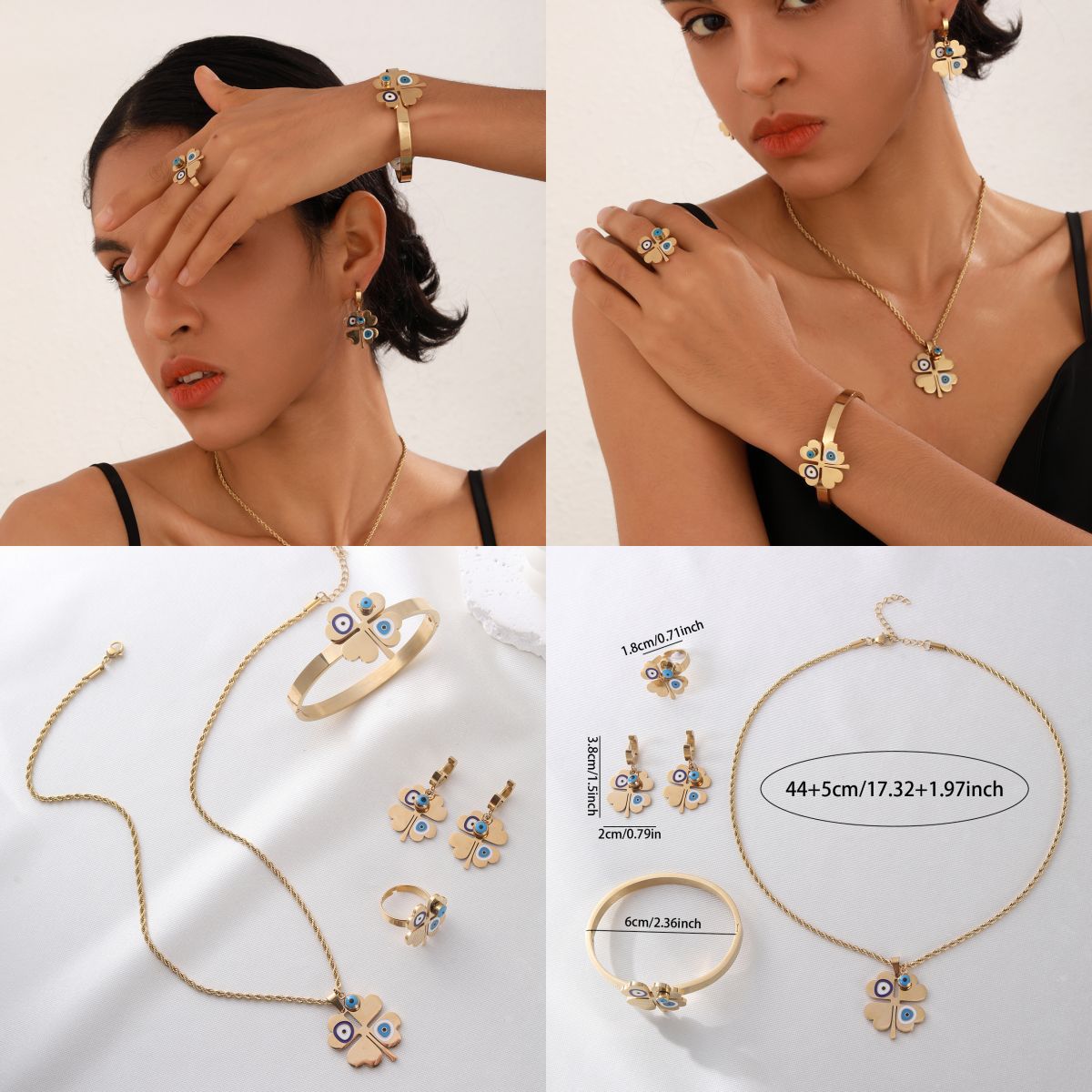 Luxury 18K Gold Plated Titanium Steel Jewelry Set for Women - 4 Pieces (7)