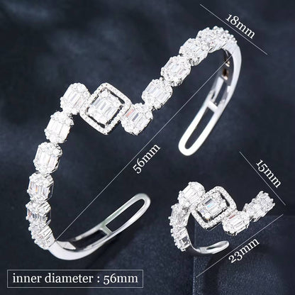 Luxury Baguette Stackable Bangle Ring Set Women Wedding