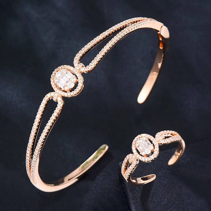 Luxury Baguette Stackable Bangle Ring Set Women Wedding (10)