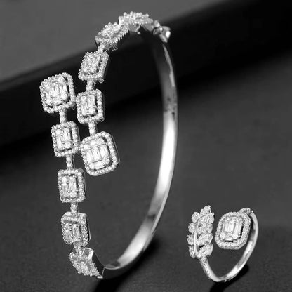 Luxury Baguette Stackable Bangle Ring Set Women Wedding (17)