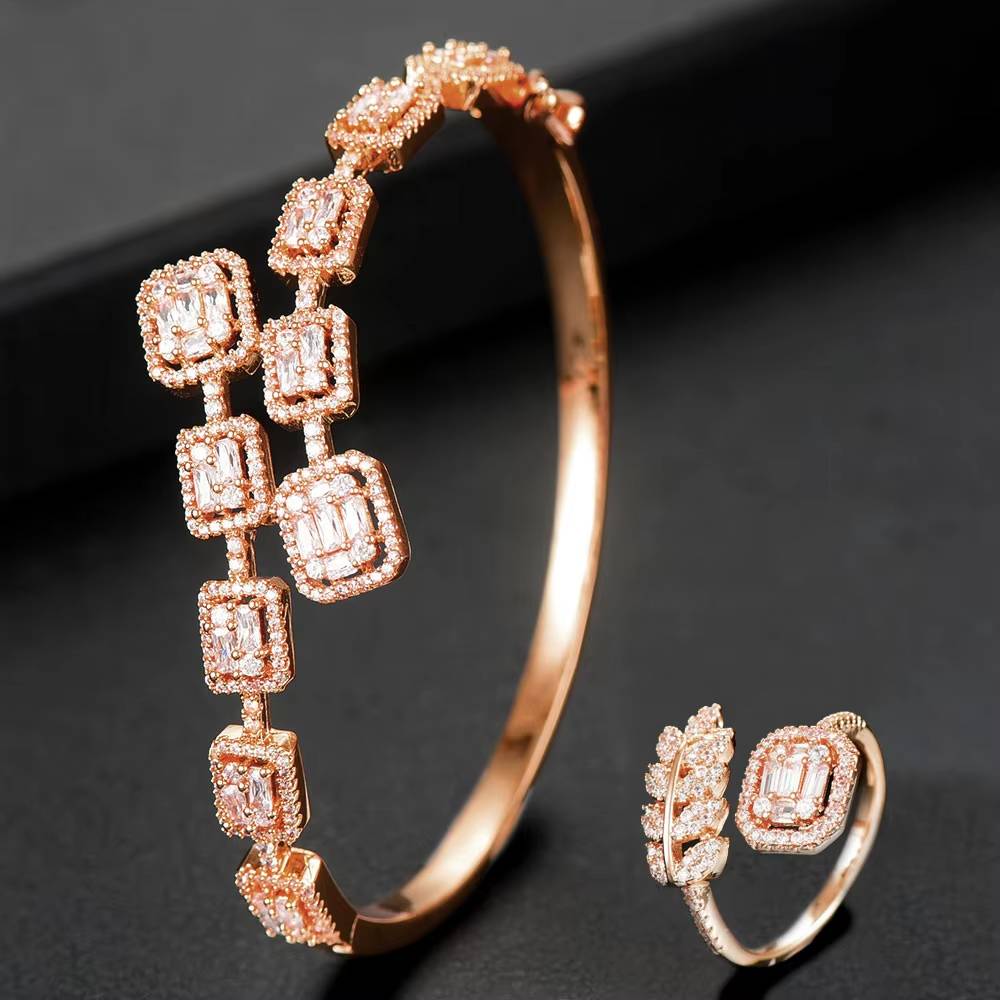 Luxury Baguette Stackable Bangle Ring Set Women Wedding (18)