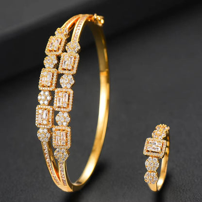 Luxury Baguette Stackable Bangle Ring Set Women Wedding (2)