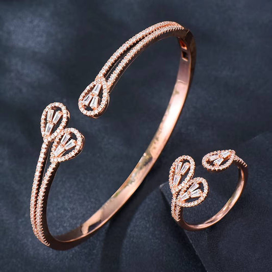 Luxury Baguette Stackable Bangle Ring Set Women Wedding (3)