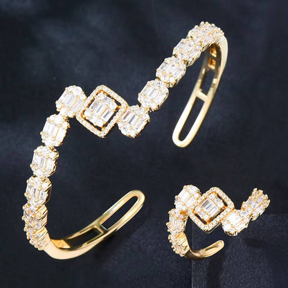 Luxury Baguette Stackable Bangle Ring Set Women Wedding (6)