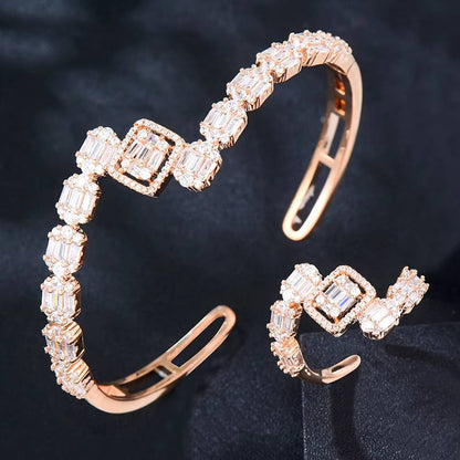 Luxury Baguette Stackable Bangle Ring Set Women Wedding (7)