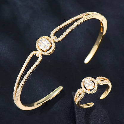 Luxury Baguette Stackable Bangle Ring Set Women Wedding (8)