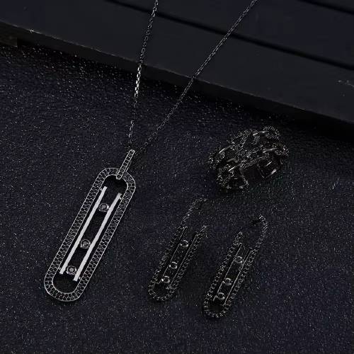 Luxury Geometry Link Stackable Pendant Necklace Earring Ring Set (6)