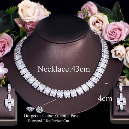 Luxury Tennis Bridal Wedding Party Choker Necklace Jewelry Sets (6)