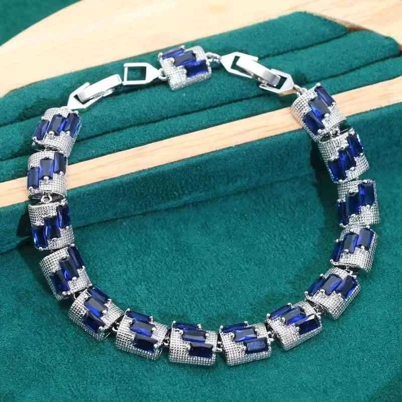 Mysterious Blue Gemstone 925 Silver Jewelry Set (4)