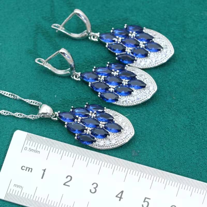 Mysterious Blue Gemstone 925 Silver Jewelry Set (5)