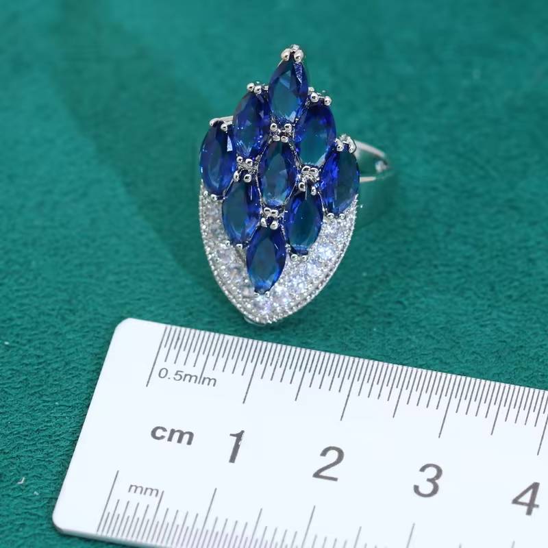 Mysterious Blue Gemstone 925 Silver Jewelry Set (6)