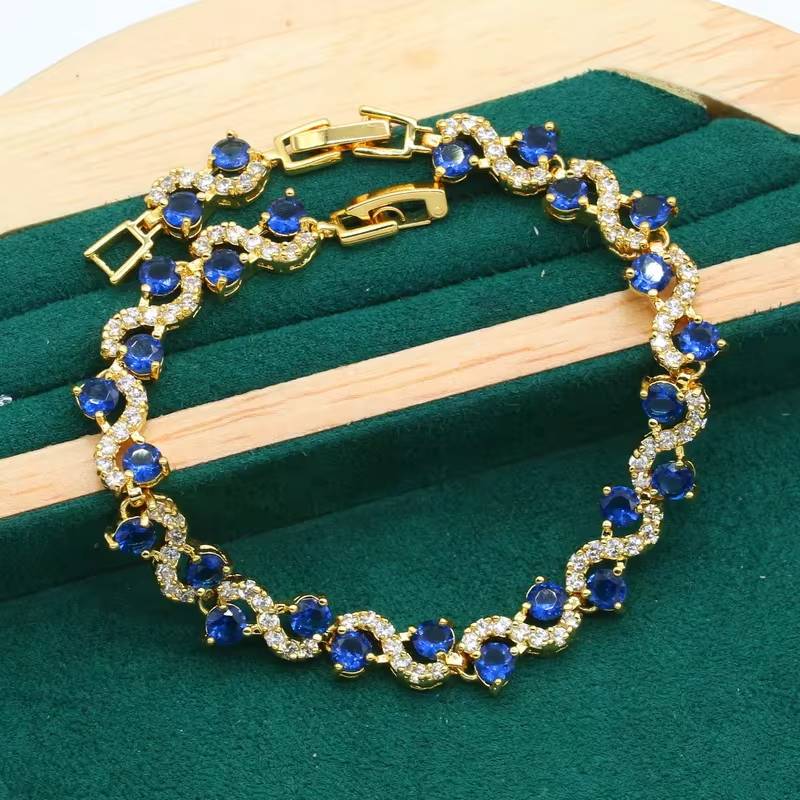 Necklace, Earrings, Bracelet, Ring with Royal Blue Gemstone (5)