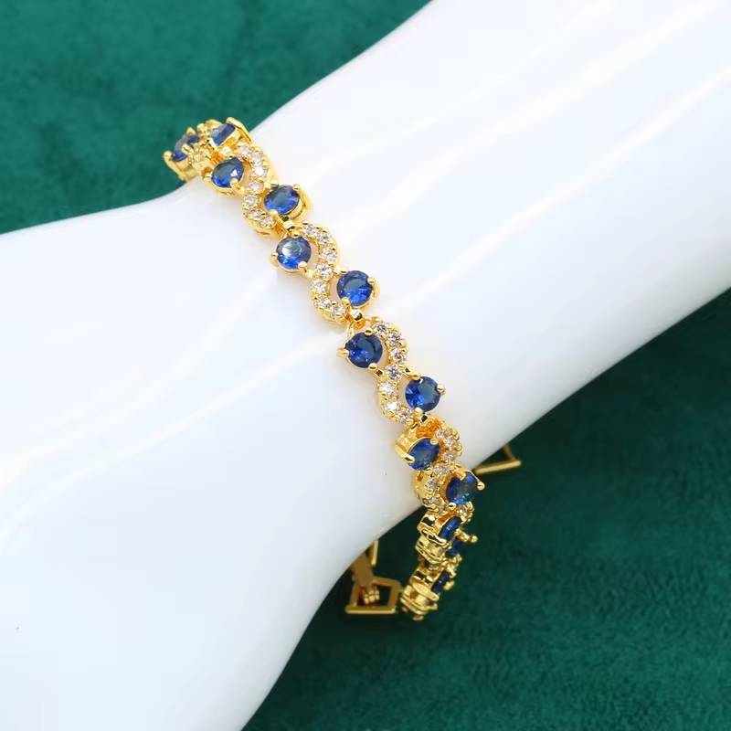 Necklace, Earrings, Bracelet, Ring with Royal Blue Gemstone (6)