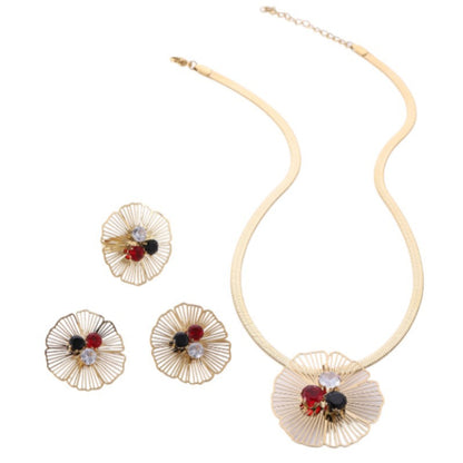 New Women's Fashion Exaggerated Necklace Ring Earring Set (3)