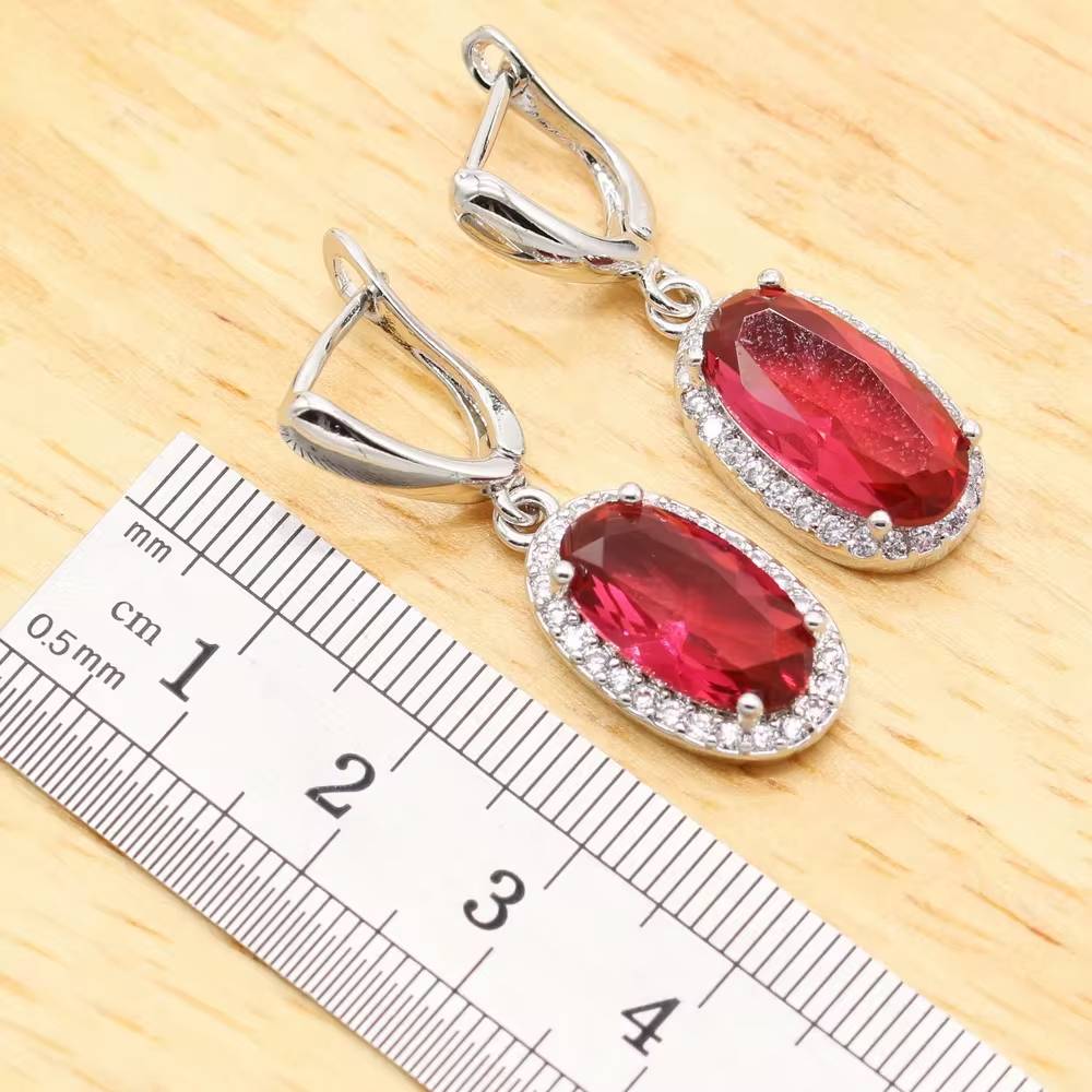 Red Ruby 925 Silver Jewelry Set for Women (3)