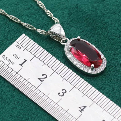 Red Ruby 925 Silver Jewelry Set for Women (4)