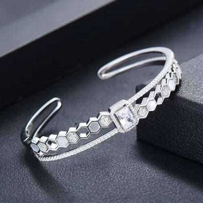 Romantic Luxury Geometric Stackable Bangle Ring Jewelry Set