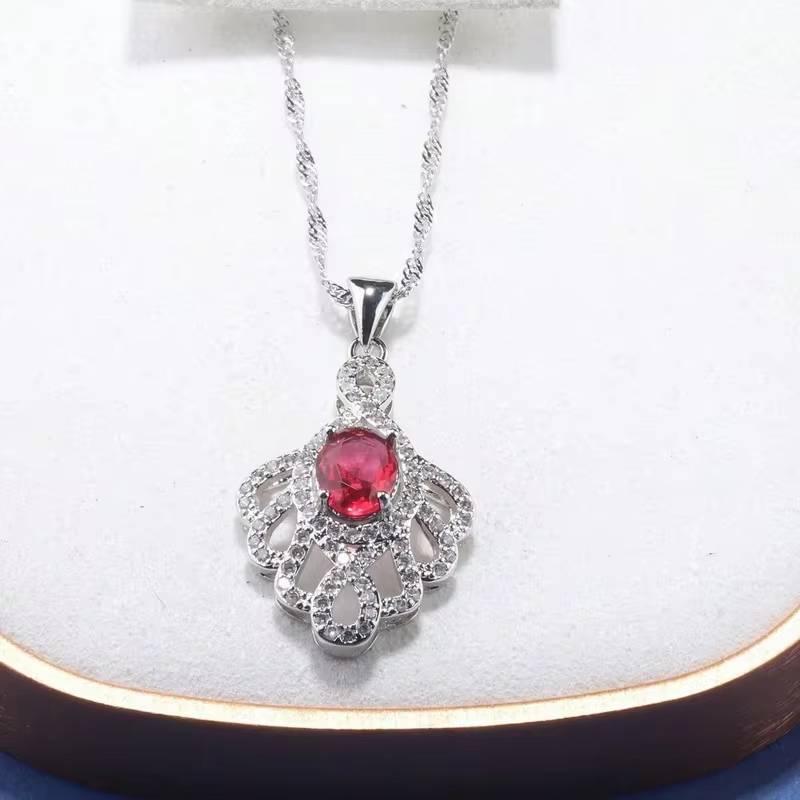 Rose Red Zircon Jewelry Set for Women, 5-Piece Fashion Accessories (4)