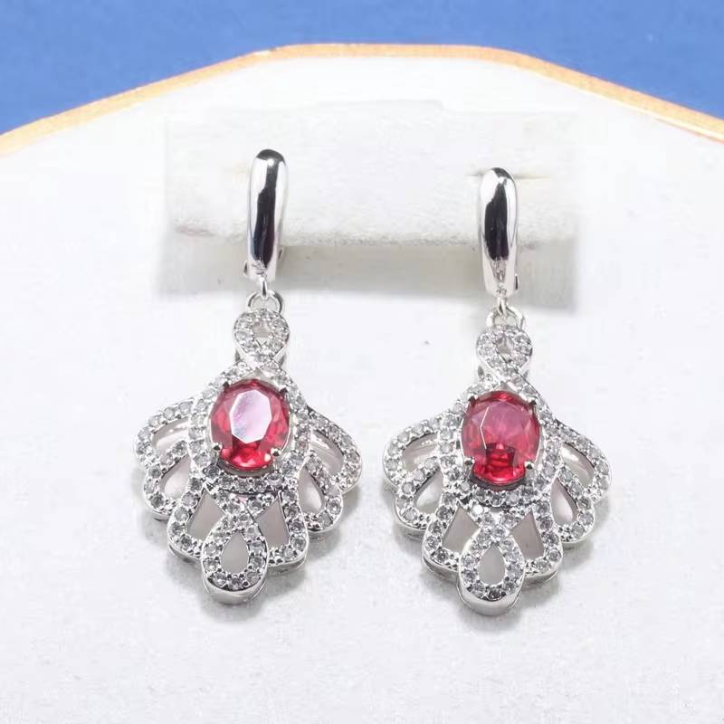 Rose Red Zircon Jewelry Set for Women, 5-Piece Fashion Accessories (5)