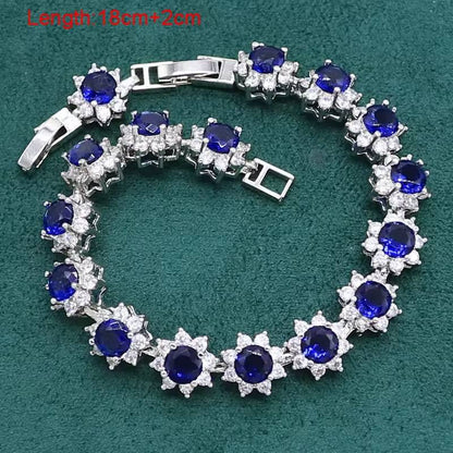 Royal Blue Sapphire 925 Silver Jewelry Set, Elegant Gift Set (10)