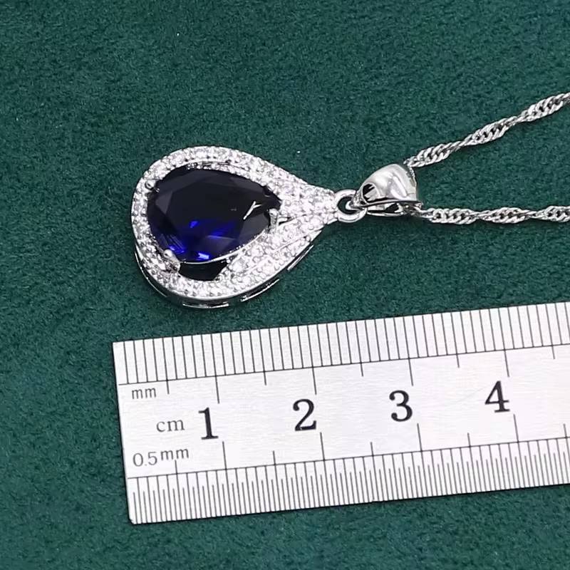 Royal Blue Sapphire 925 Silver Jewelry Set, Elegant Gift Set (13)