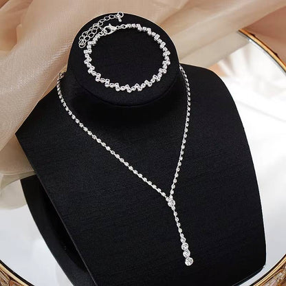 Simple Tennis Style Crystal Jewelry Set (2)