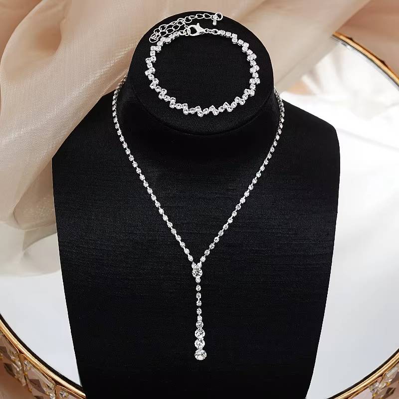 Simple Tennis Style Crystal Jewelry Set (3)