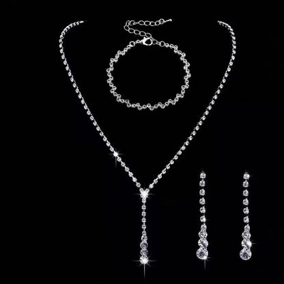 Simple Tennis Style Crystal Jewelry Set (5)