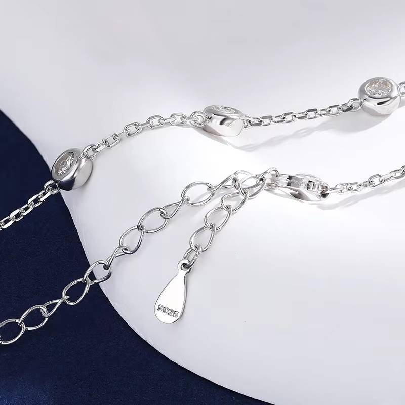 Sparkle in Style 3mm Moissanite Necklace, S925 Silver Bezel Set Choker (2)