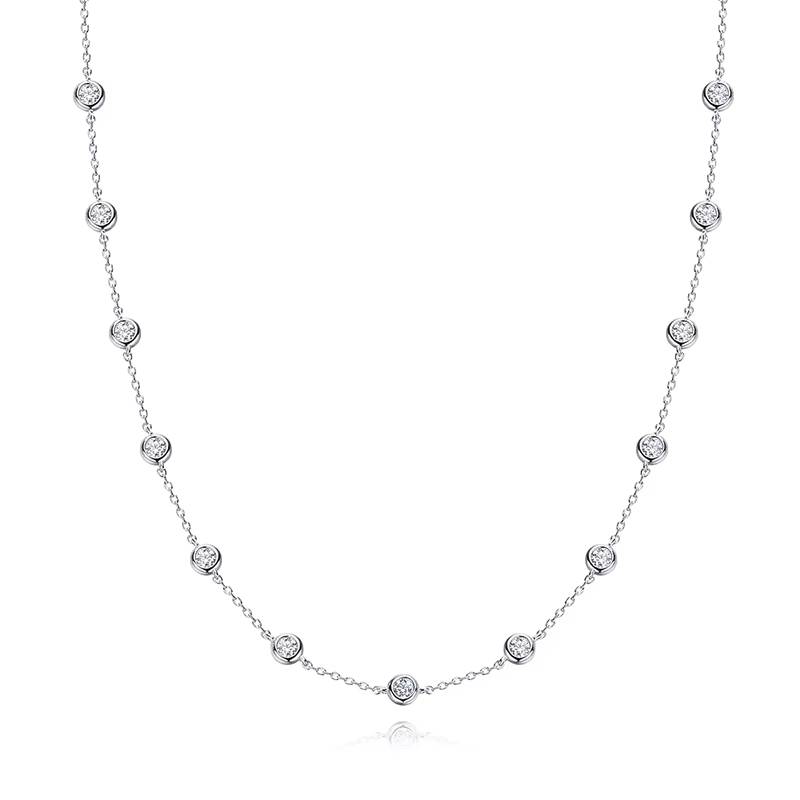 Sparkle in Style 3mm Moissanite Necklace, S925 Silver Bezel Set Choker (6)