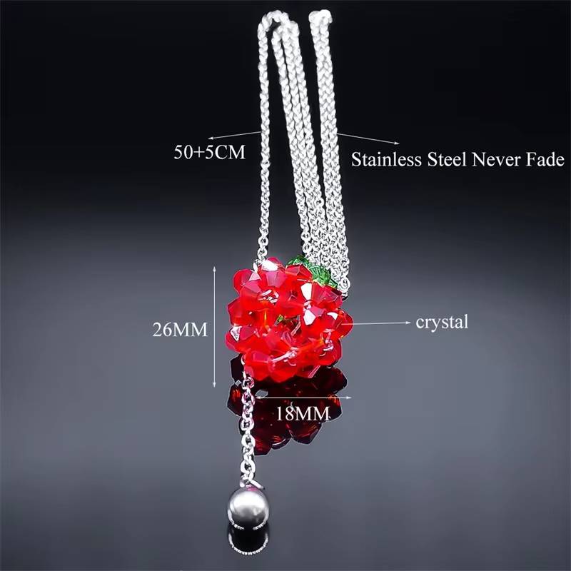 Stainless Steel Crystal Tassels Collar Necklace Drop Earrings for Women (4)