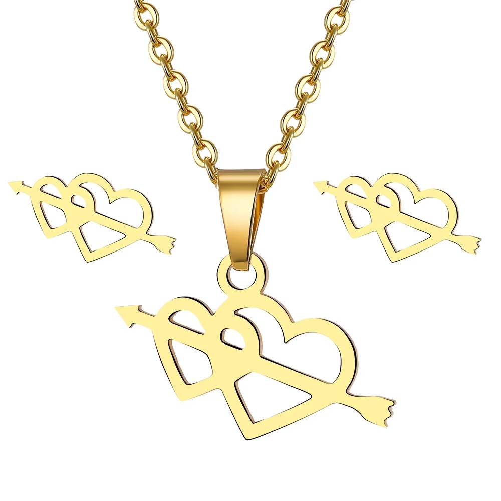 Stainless Steel Mama Love Heart Star Cross Pendant Jewelry Set (23)