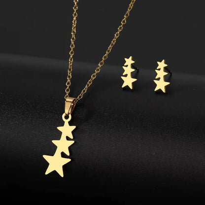 Stainless Steel Mama Love Heart Star Cross Pendant Jewelry Set (5)