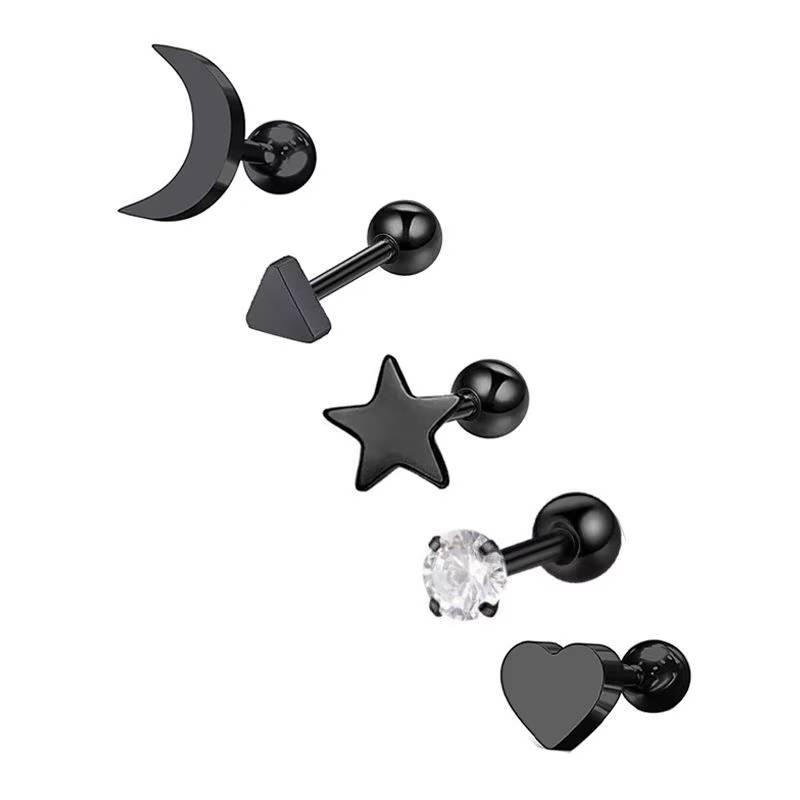 Star & Heart Tragus Stud Earring Set  Small Cartilage Piercing Jewelry (14)