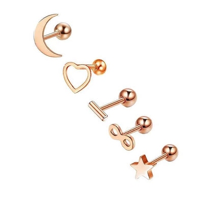 Star & Heart Tragus Stud Earring Set  Small Cartilage Piercing Jewelry (15)