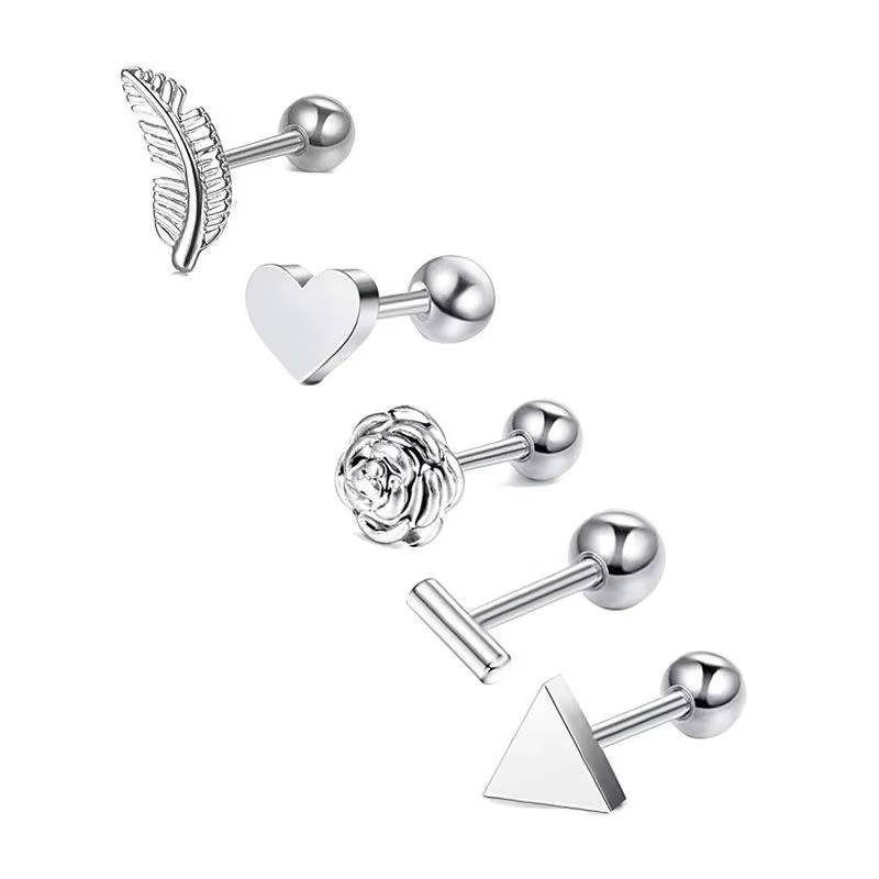 Star & Heart Tragus Stud Earring Set  Small Cartilage Piercing Jewelry (17)