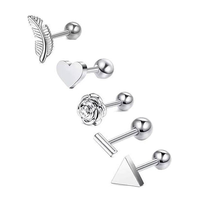 Star & Heart Tragus Stud Earring Set  Small Cartilage Piercing Jewelry (17)