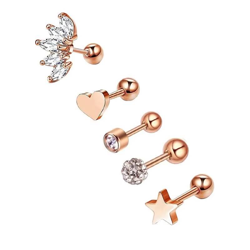 Star & Heart Tragus Stud Earring Set  Small Cartilage Piercing Jewelry (18)