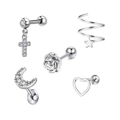 Star & Heart Tragus Stud Earring Set  Small Cartilage Piercing Jewelry (23)