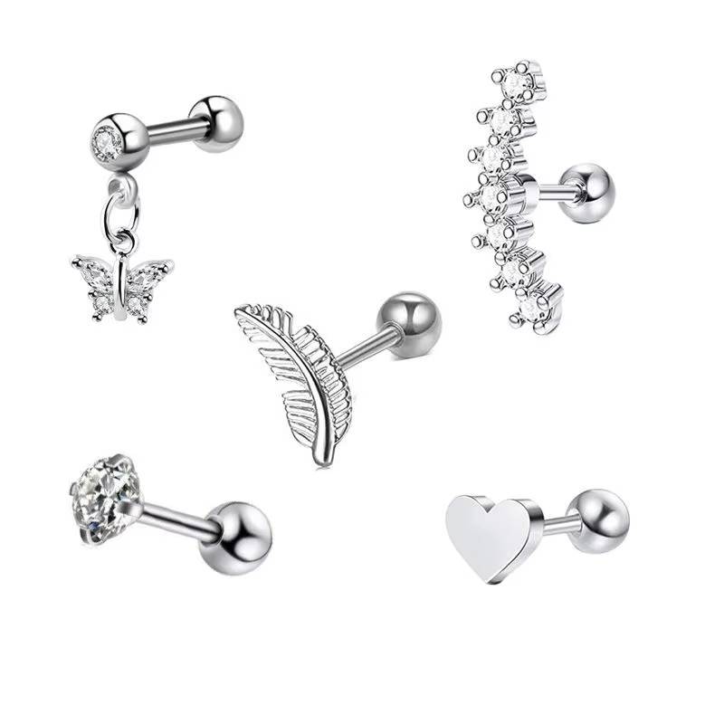 Star & Heart Tragus Stud Earring Set  Small Cartilage Piercing Jewelry (26)