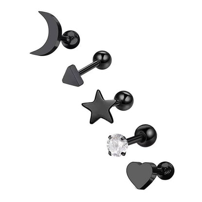 Star & Heart Tragus Stud Earring Set  Small Cartilage Piercing Jewelry (6)