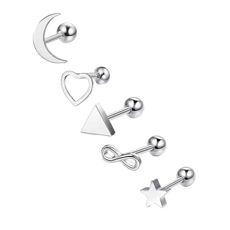 Star & Heart Tragus Stud Earring Set  Small Cartilage Piercing Jewelry (9)